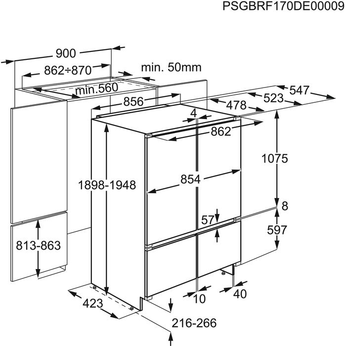 Вбудований холодильник ZANUSSI ZBB46465DA Тип холодильника SIDE-BY-SIDE