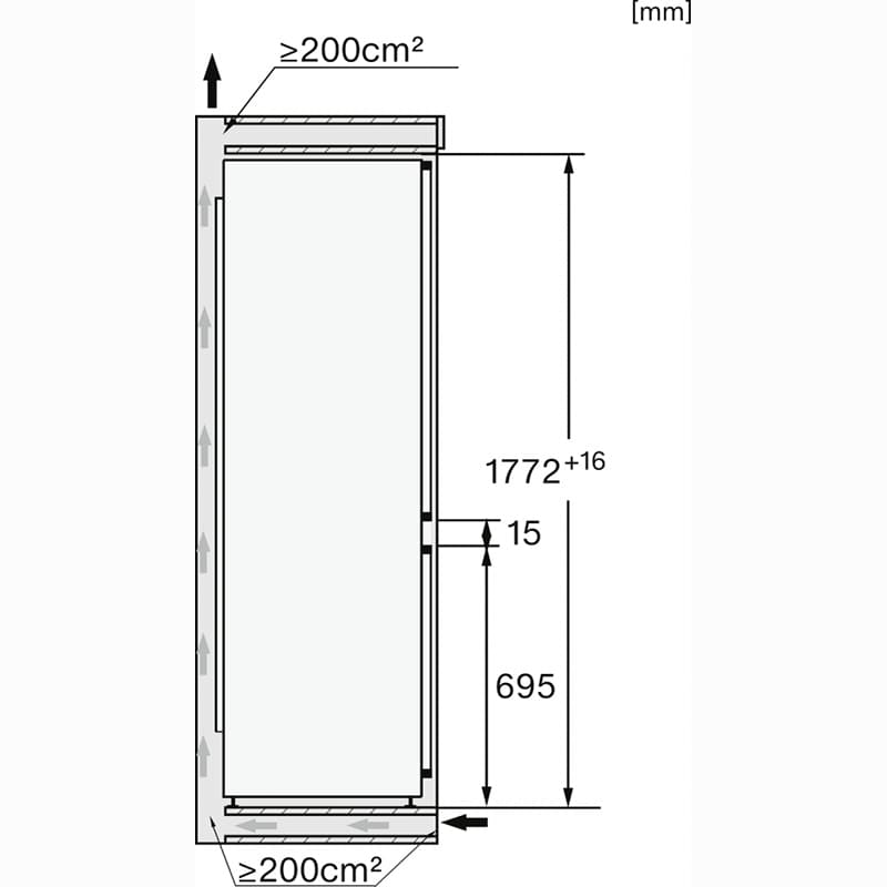 Встраиваемый холодильник MIELE KFN 7744 D Общий полезный объём 244