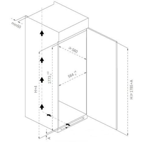 Встраиваемый холодильник HEINNER HF-BIM304NFINVE++ Полезный объём холодильной камеры 304