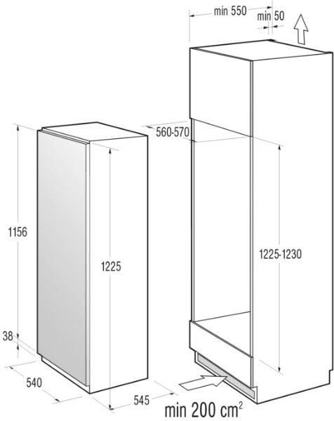 Встраиваемый холодильник GORENJE RBI 41205 Тип холодильника однокамерный