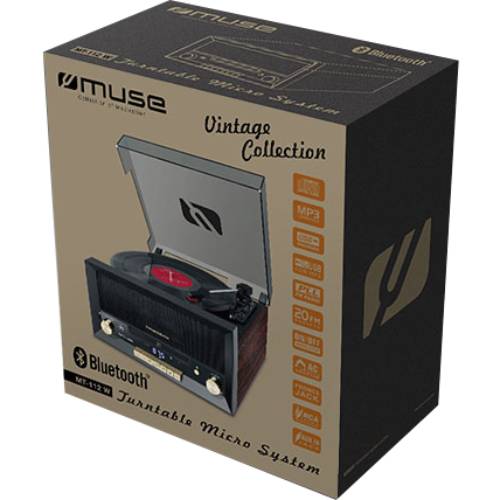Програвач вінілових платівок MUSE MT-112 W black Дротові підключення 3.5 мм