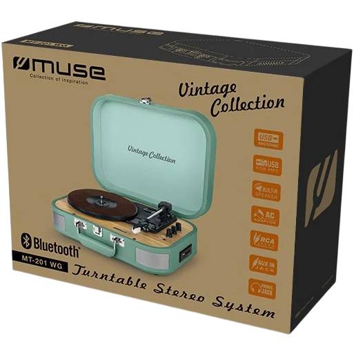 Програвач вінілових платівок MUSE MT-207 PGR Дротові підключення 3.5 мм