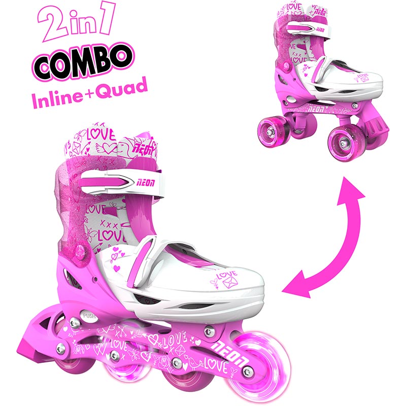 Ролики NEON COMBO SKATES Pink (NT09P4) Колеса полиуретан