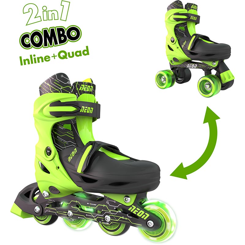 Ролики NEON COMBO SKATES Green (NT09G4) Діаметр коліс 65