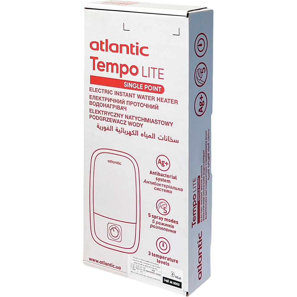 Изображение Проточный водонагреватель ATLANTIC Tempo Lite IECI-SW2P55 SP 5.5 kW