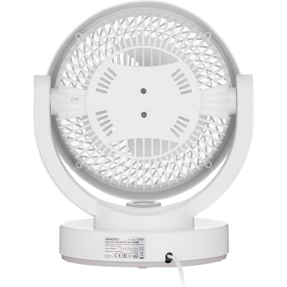 Вентилятор ARDESTO FT-B25W White (767637179522) Регулировка наклона