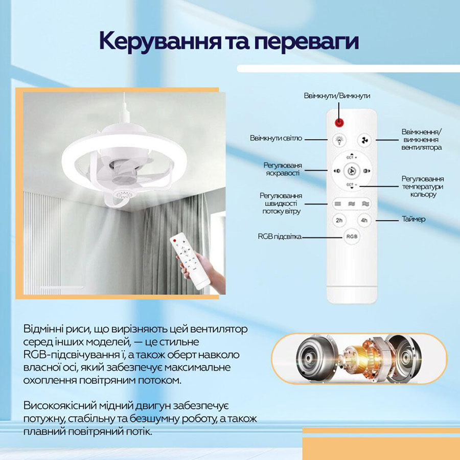 В Україні Лампа-вентилятор XOKO LED RGB Fan Light 100 Aroma (XK-FL-100RGB)