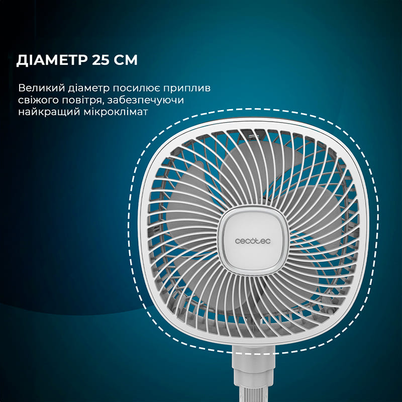 Зовнішній вигляд Вентилятор CECOTEC Telescopic fan EnergySilence 1000 FoldAir Portable (CCTC-08361)