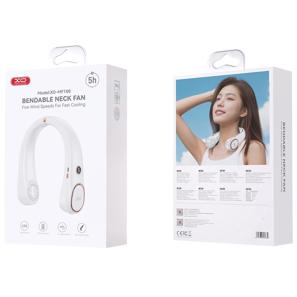 Портативний міні-вентилятор XO 1 Вт MF100 white Потужність 1