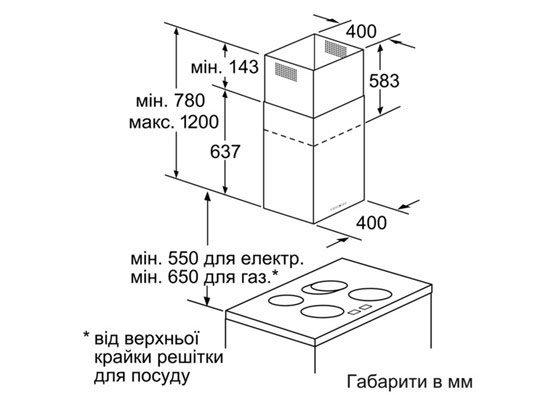 Витяжка SIEMENS LF457CA60 Тип острівна