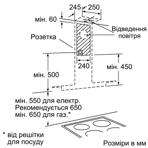 Витяжка BOSCH DWA 09E850 Тип Т-подібна