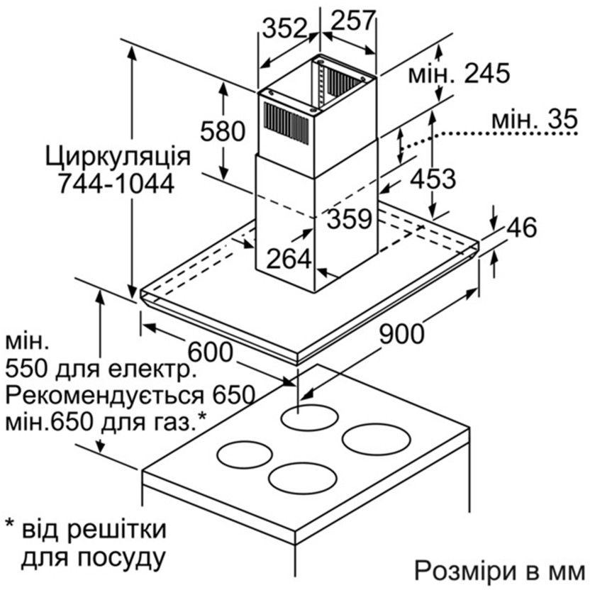 Зовнішній вигляд Витяжка BOSCH DIB091U52