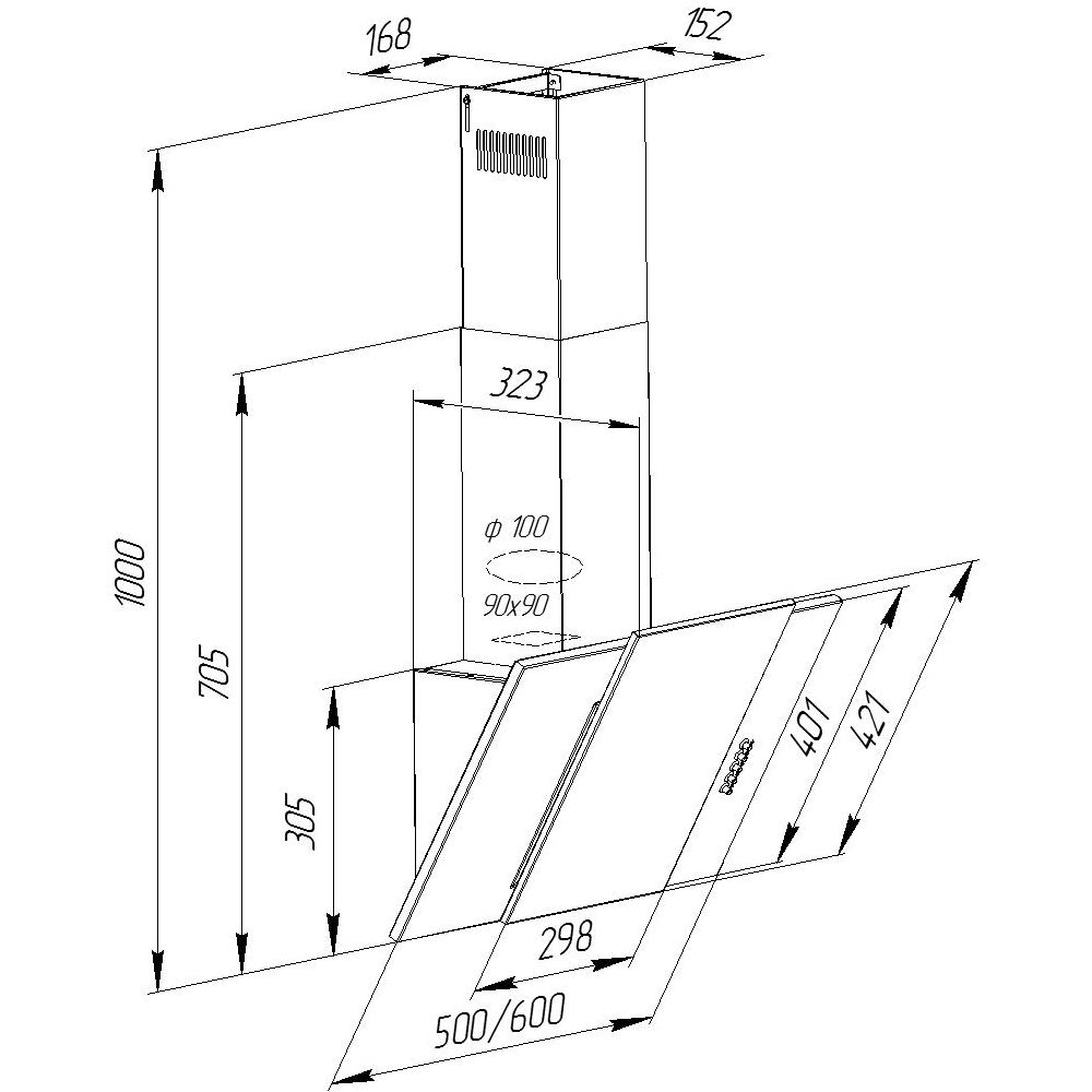 В Украине Вытяжка PYRAMIDA KZ 60 WH