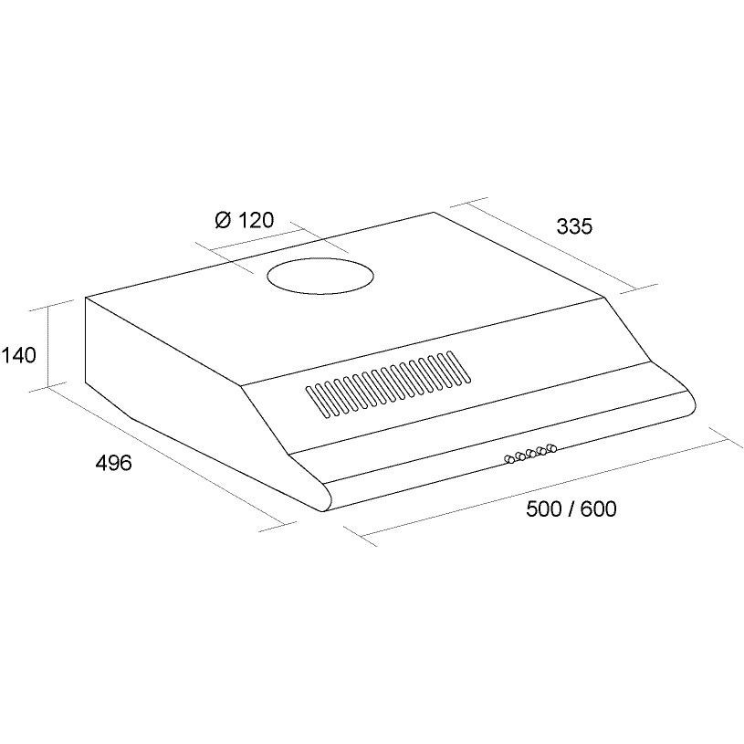 Зовнішній вигляд Витяжка PYRAMIDA BASIC UNO 50 WH