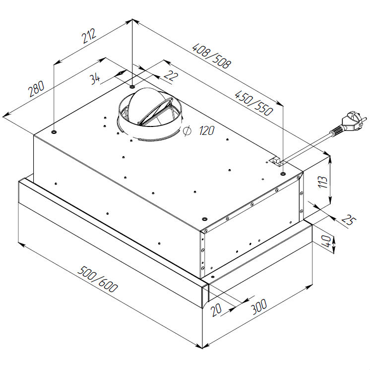 У Фокстрот Витяжка PYRAMIDA TL 50 SLIM WH