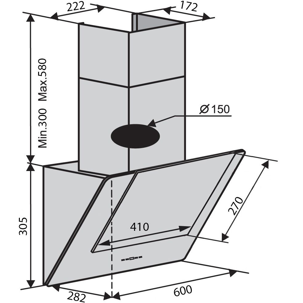 Фото Витяжка VENTOLUX DIAMOND 60 BK (700) PB