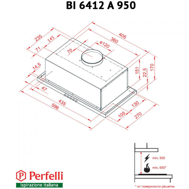 Витяжка PERFELLI BI A 6412 950 I LED Максимальна Продуктивність 950