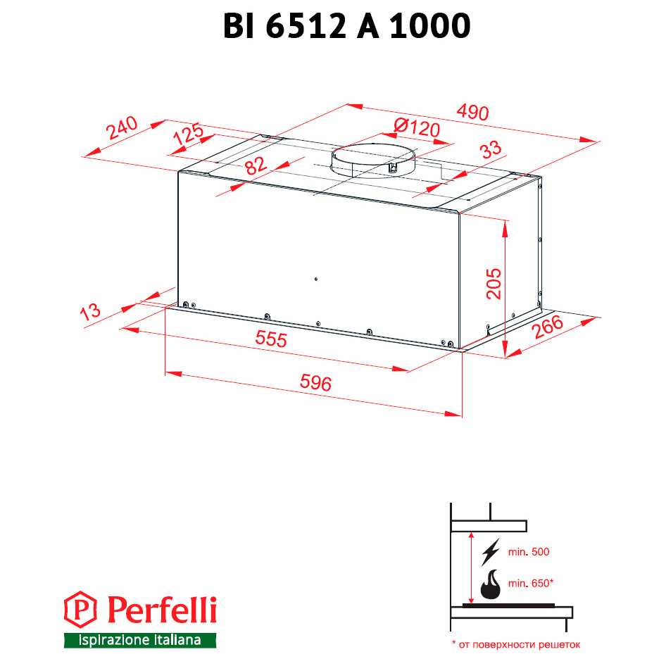 Фото Вытяжка PERFELLI BI 6512 A 1000 IV LED