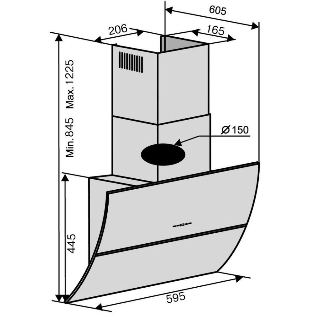 Замовити Витяжка VENTOLUX SPACE 60 BK (1200) TRC AO