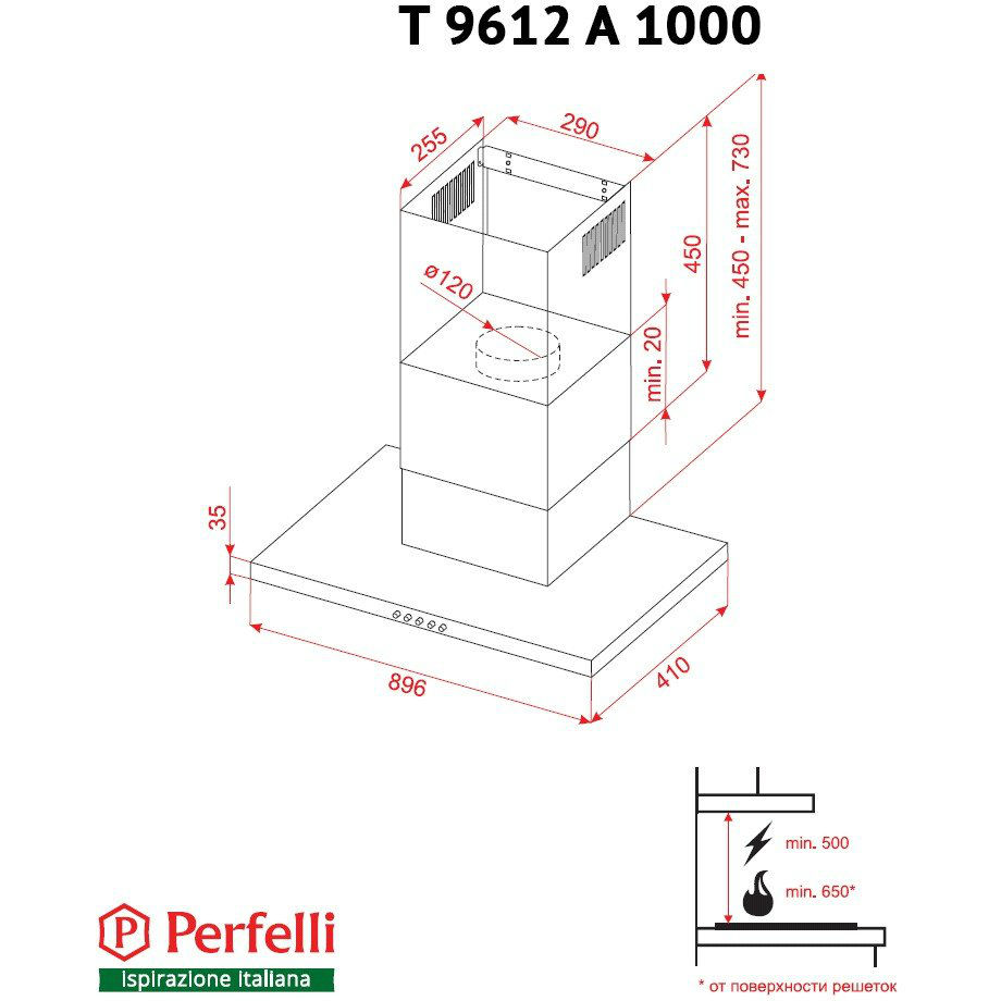 Заказать Вытяжка PERFELLI T 9612 A 1000 IV LED