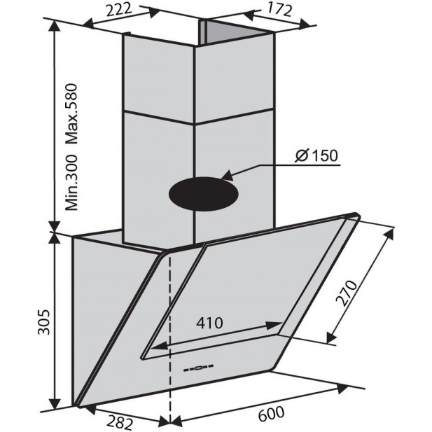 Зовнішній вигляд Витяжка VENTOLUX DIAMOND 60 WH (700) PB