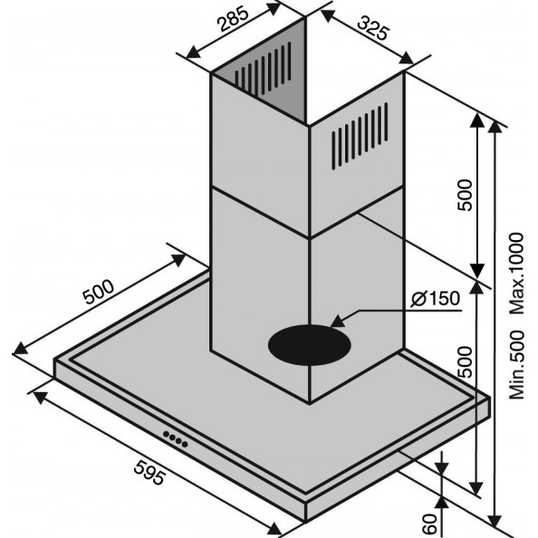 Зовнішній вигляд Витяжка VENTOLUX ITALIA 60 INOX (900) PB