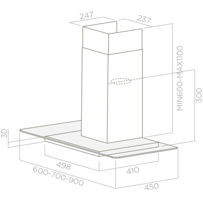 Витяжка ELICA FLAT GLASS IX A/90 Діаметр повітропровода 150