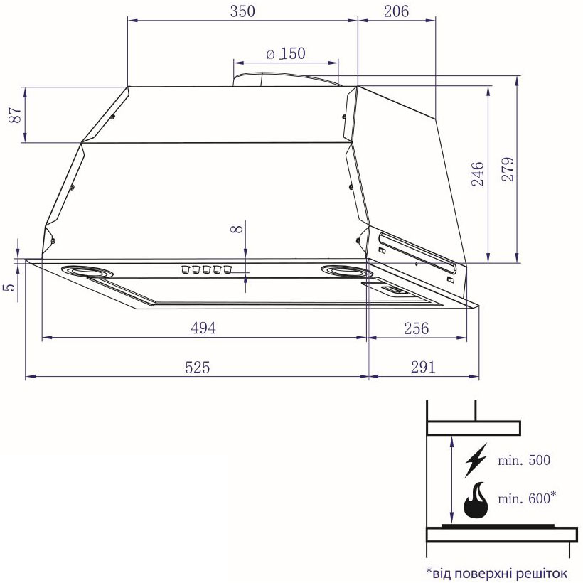 Фото Витяжка MINOLA HBI 5622 BL 1000 LED
