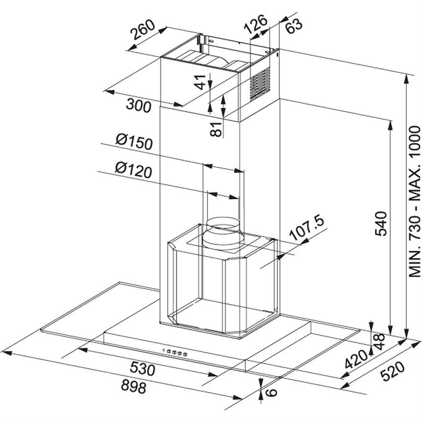 Витяжка FRANKE Glass Linear FGL 9015 XS (110.0152.538) Тип Т-подібна