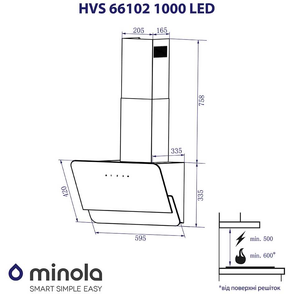 Покупка Витяжка MINOLA HVS 66102 BL 1000 LED