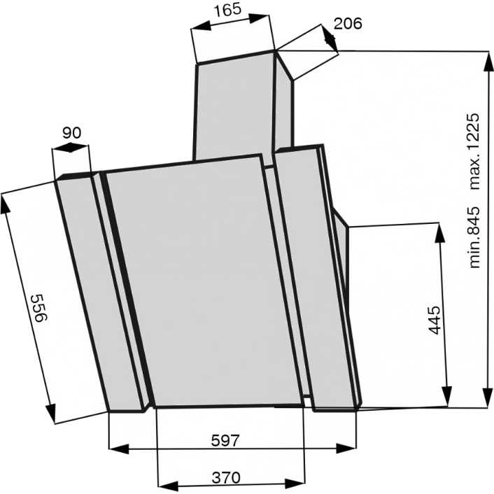 Фото Витяжка VENTOLUX VITTO 60 BK (1000) TRC MM