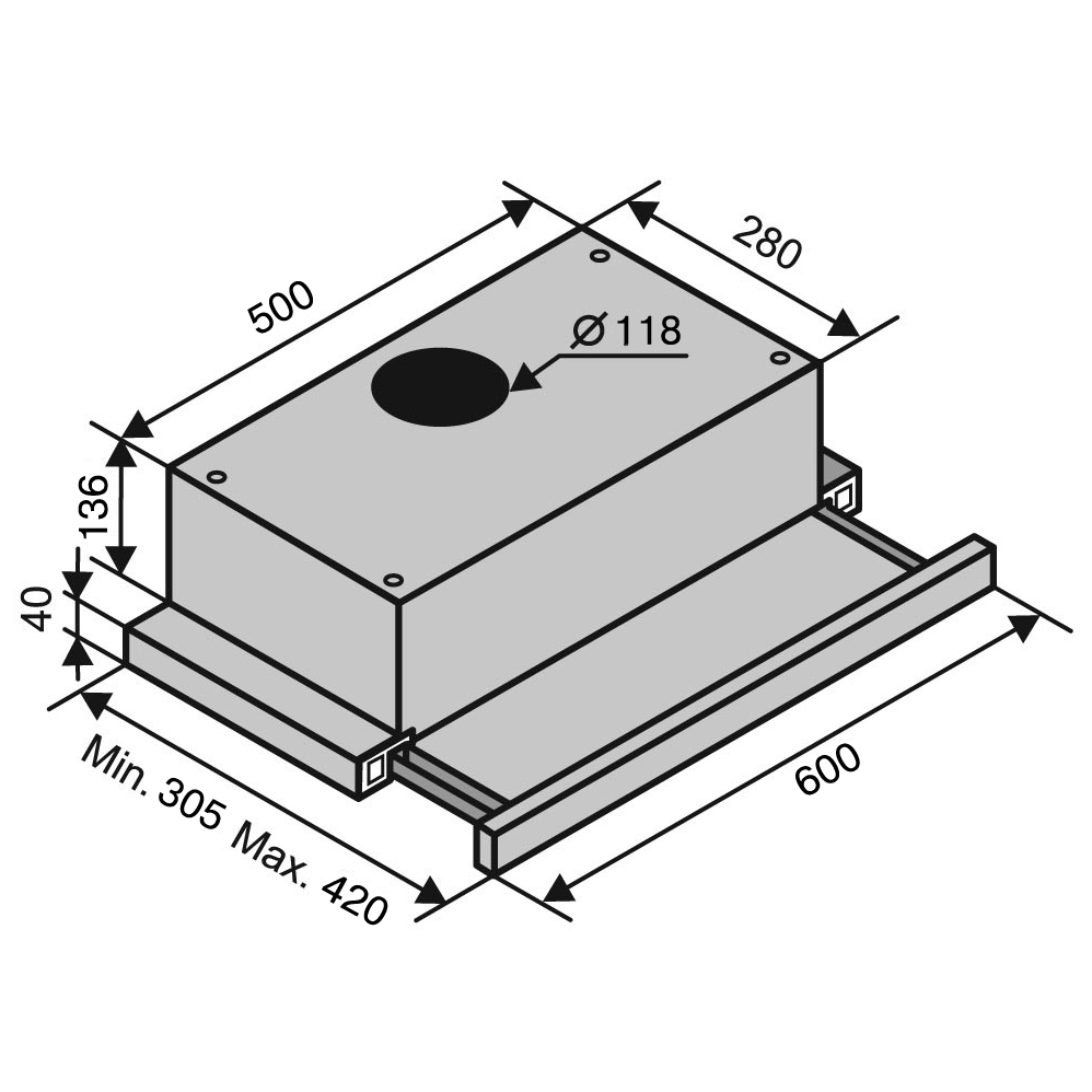 Фото Витяжка VENTOLUX GARDA 60 INOX (750) SMD LED