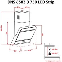 Витяжка PERFELLI DNS 6383 B 750 BL LED Strip