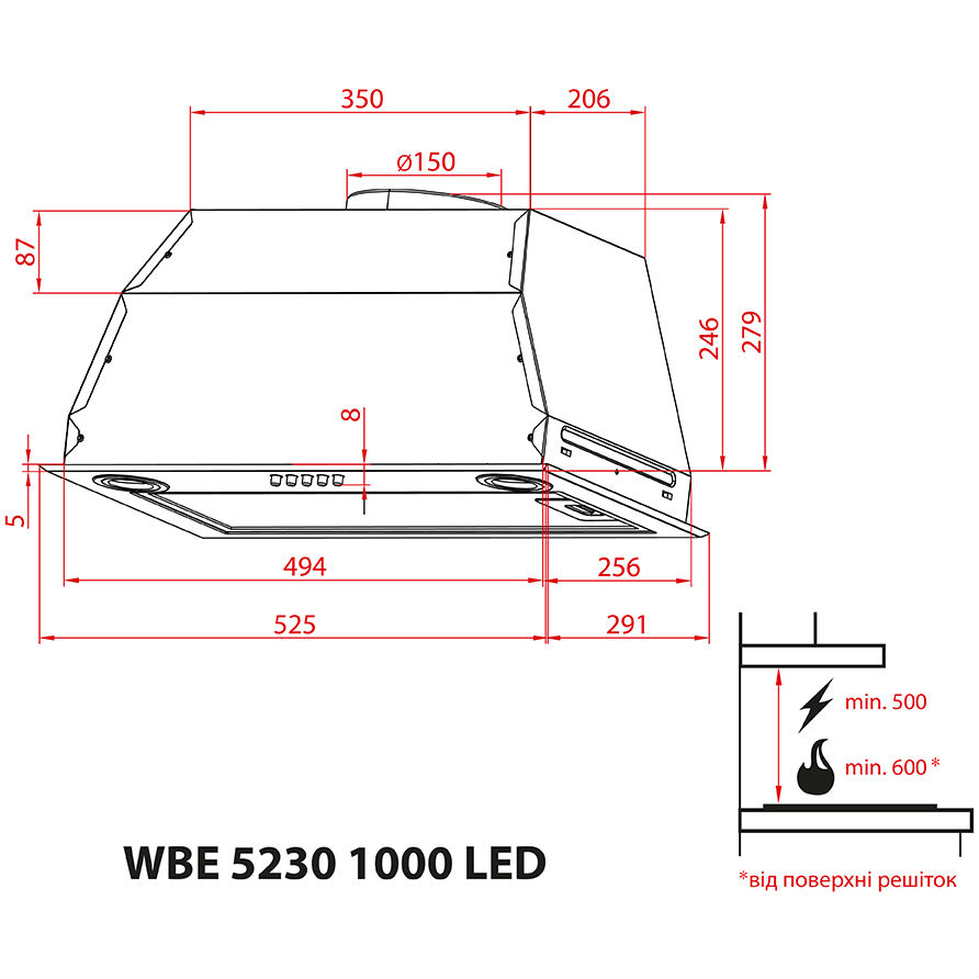 Покупка Витяжка WEILOR WBE 5230 WH 1000 LED