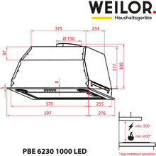 Витяжка WEILOR PBE 6230 SS 1000 LED