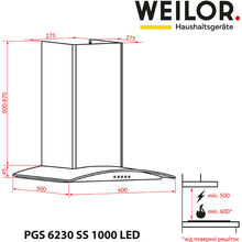 Витяжка WEILOR PGS 6230 SS 1000 LED