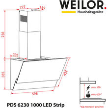 Вытяжка WEILOR PDS 6230 WH 1000 LED strip