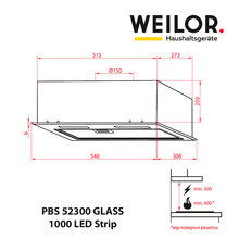 Вытяжка WEILOR PBS 52300 GLASS WH 1000 LED Strip