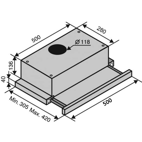 Фото Витяжка VENTOLUX GARDA 50 INOX (750) SMD LED