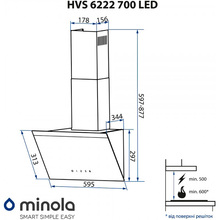 Витяжка MINOLA HVS 6222 BL/INOX 700 LED
