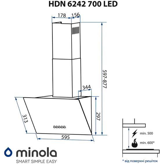 В интернет магазине Вытяжка MINOLA HDN 6242 BL 700 LED