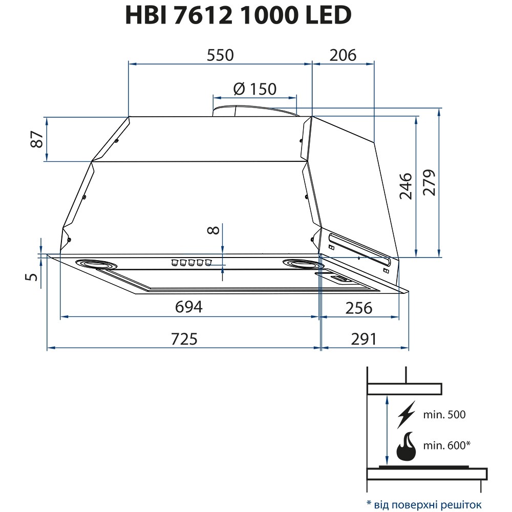 Заказать Вытяжка MINOLA HBI 7612 BL 1000 LED