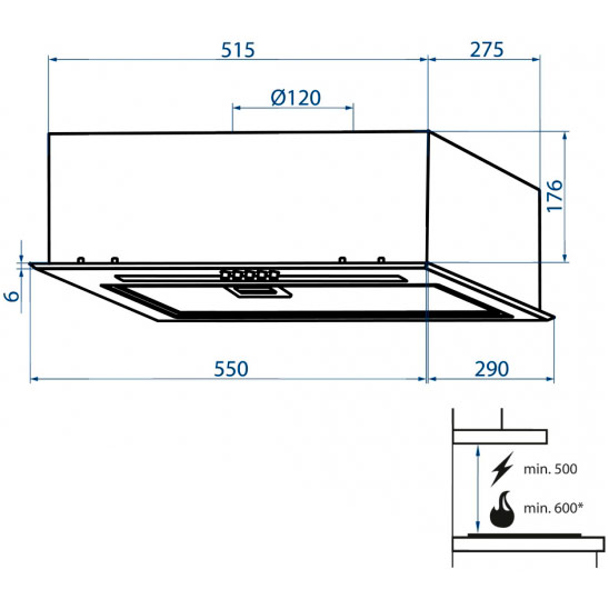 Вытяжка MINOLA HBI 5264 BL GLASS 700 LED Line Максимальная производительность 700