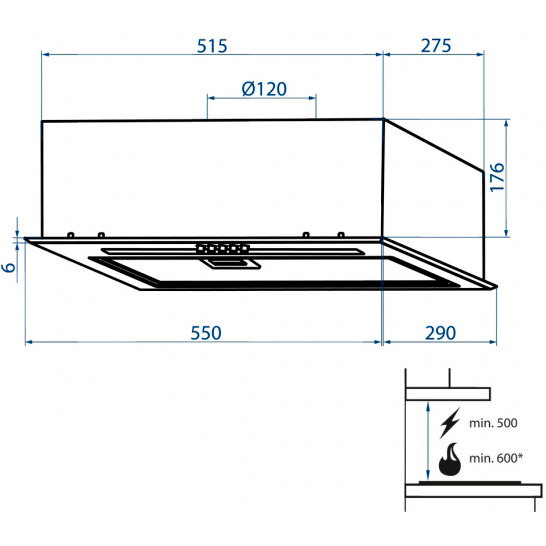 Вытяжка MINOLA HBI 5264 WH GLASS 700 LED Line Режим работы циркуляция