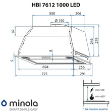 Витяжка MINOLA HBI 7612 WH 1000 LED