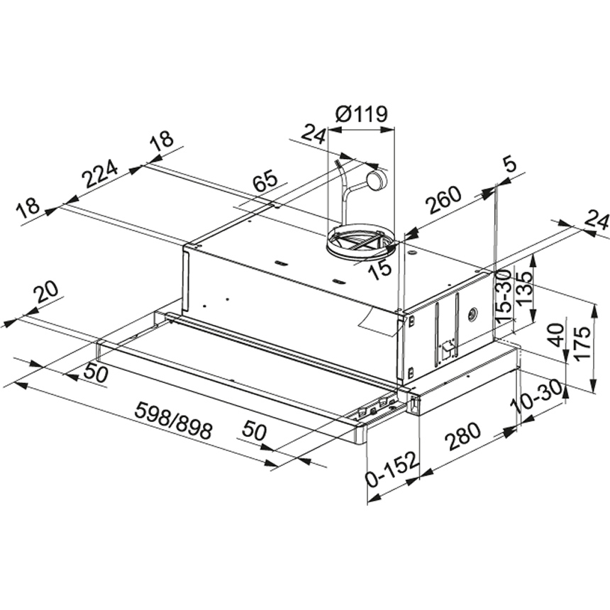 Вытяжка FRANKE Flexa FTC 612 XS V2 (315.0532.375) Тип телескопическая