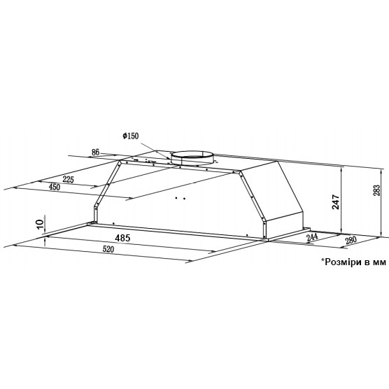 Зображення Витяжка INTERLINE SWAY BL A / 60 GL / S