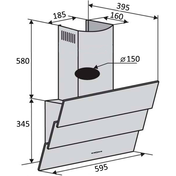 Зовнішній вигляд Витяжка VENTOLUX WELLA 60 BK (700) PB