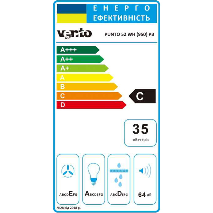 Фото Витяжка VENTOLUX PUNTO 52 WH (950) PB