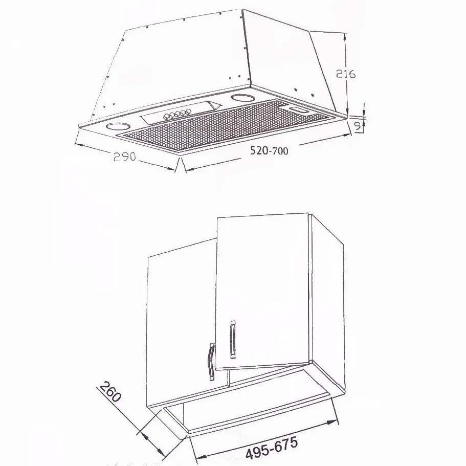 Зовнішній вигляд Витяжка BORGIO BBI (TR) 5840 black glass MU 850